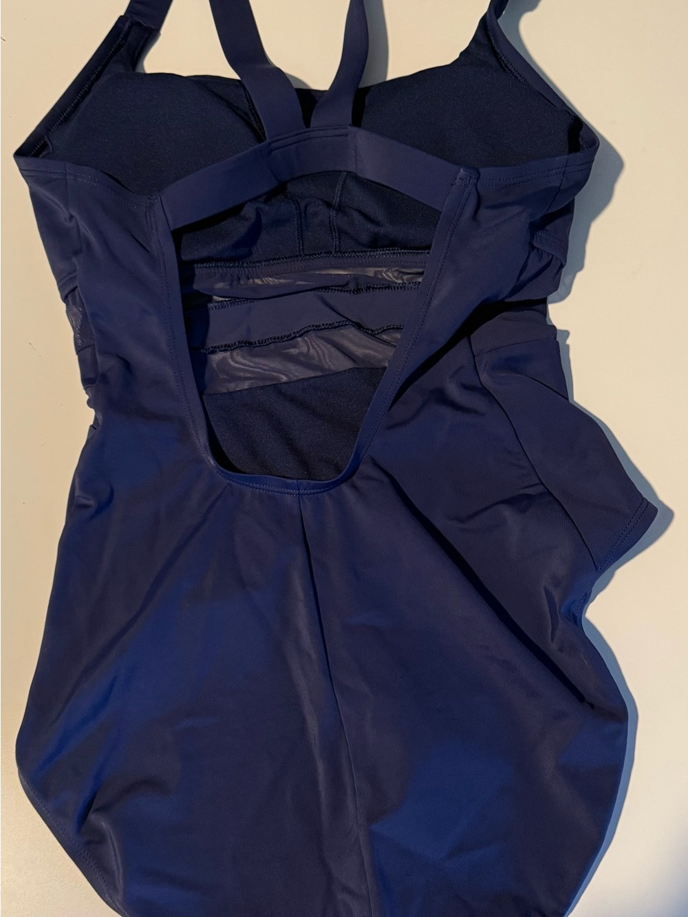 Nike Women’s Dark Navy One-Piece Swim Top with Silver Swoosh - Picture 4 of 5
